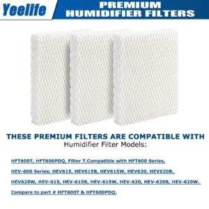 Yeelife 8 Pack HFT600 Filter Replacement for Honeywell Filter t, Honeywell Humidifier HEV615, HEV620, Compare to Part HFT600T HFT600PDQ