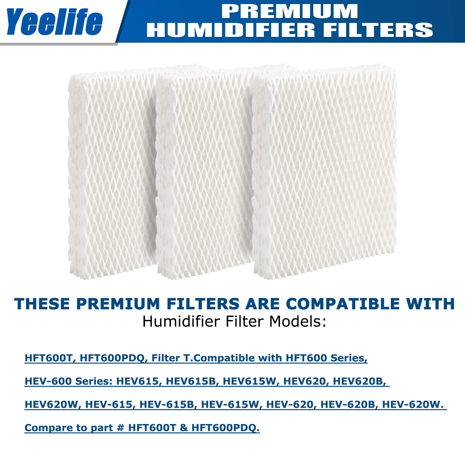 Yeelife 8 Pack HFT600 Filter Replacement for Honeywell Filter t, Honeywell Humidifier HEV615, HEV620, Compare to Part HFT600T HFT600PDQ