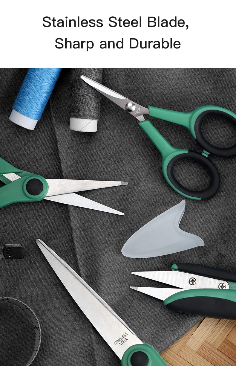 Chevining Fabric Scissors Professional Sewing Scissors For Fabric Cutting Contains 1 Fabric Scissor 1 Detail Scissor 1 Embroidery Scissor and 1 Thread Scissor Green*