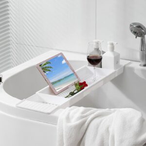 Bathtub Shelf, Retractable MultiFunctional Bathtub Caddy Tray, AntiRust for Bathtub Shampoo