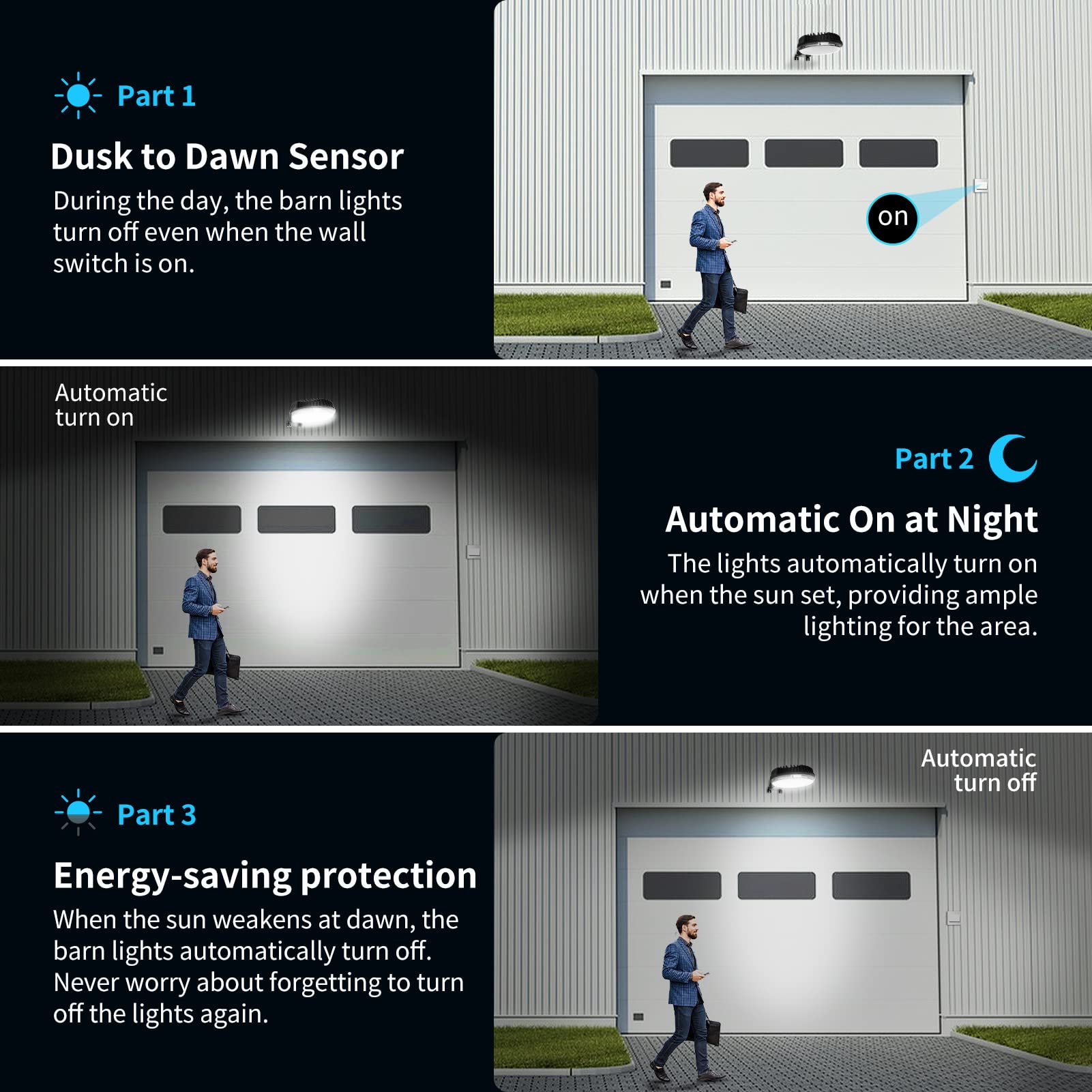 Viugreum 2-Pack 150W LED Barn Light, Dusk to Dawn Outdoor Lighting, Yard Lighting IP65 Waterproof 5000k Daylight (900w MH/HPS Replacement) Security Light with Photocell Sensor for Barn Garage Yard