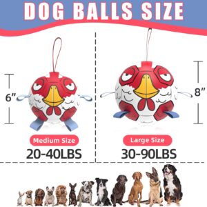 QDAN Chicken Dog Toys Soccer Ball with Straps, Interactive Toys for Tug of War, Puppy Birthday Gifts, Dog Water Toy, Durable Balls for Dogs（8 Inch）