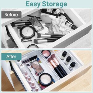 WOWBOX 30 PCS Clear Plastic Drawer Organizer Set, 5 Sizes Desk Drawer Divider Organizers and Storage Bins for Makeup, Jewelry, Gadgets for Kitchen, Bedroom, Bathroom, Office