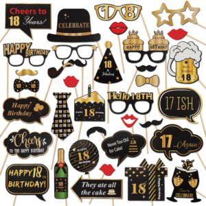 lingteer happy 18th birthday party photo booth props,cheers to 18th birthday eighteen years old bday party centerpieces props decorations sign.