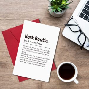 Ogeby Work Bestie Definition Card, Funny Birthday Card for Coworker Her, Humor Leaving Card for Work Friend