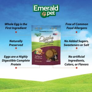 Emerald Pet Quiche Royale Premium Training Dog Treats — Healthy and Tasty Natural Dog Chews Made with Real Eggs — Limited Ingredient Dog Treats Made in The USA — Bacon & Cheese Treats, 6 oz