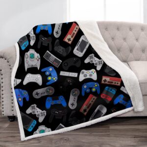 jekeno video game blanket gifts for gaming boys men girls teen kids adults gamer christmas birthday presents decor home bedroom living room couch sofa soft cozy gamepad sherpa throw 50"x60"