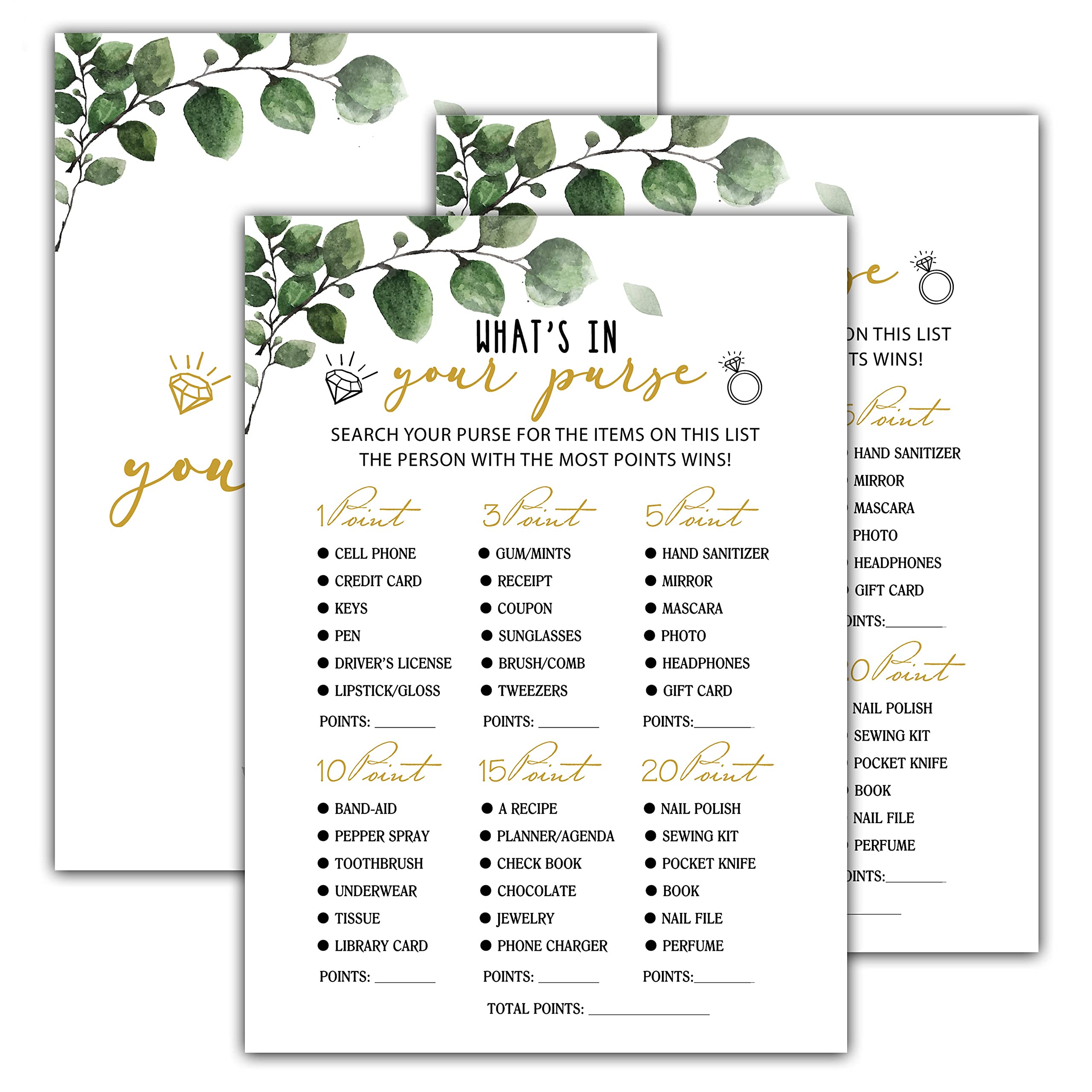 OZTEMETY Bridal Shower Games - Greenery Engagement Party Game Cards For Wedding, Bachelorette Party - Bridal Shower Decorations, 30 Cards(011)