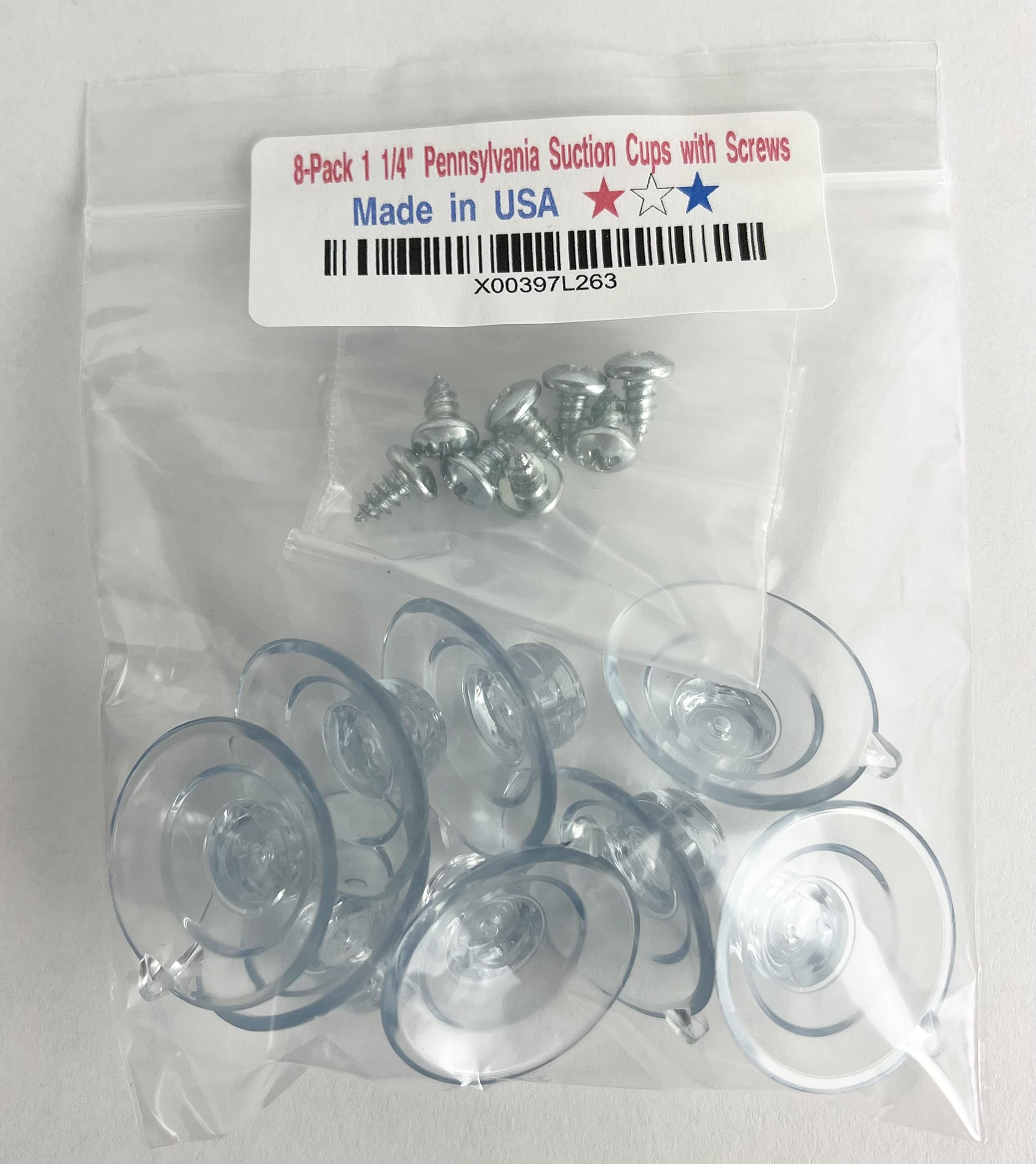 Wis-Sales (8-Pack Small 1 1/4 Inch) Pennsylvania Heavy Duty Suction Cups with Screws Signs, Radar Detector, thermometers, Bird feeders, and more.