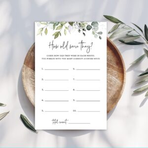 InvitationHouse How Old Were They Bridal Shower Game, Baby Shower Game - 48 Cards (Greenery)