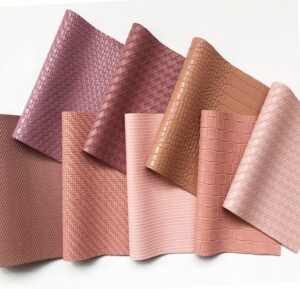 8 pcs/set 7.87x12.6" textured synthetic leather, mixed woven check striped sheet for multiple combinations, bows, earrings, hair accessories, handbags making diy crafts (dark pink collection)