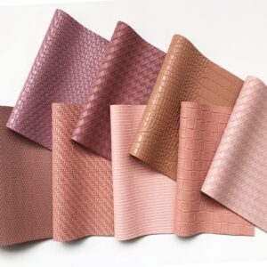 8 Pcs/Set 7.87x12.6" Textured Synthetic Leather, Mixed Woven Check Striped Sheet for Multiple Combinations, Bows, Earrings, Hair Accessories, Handbags Making DIY Crafts (Dark Pink Collection)