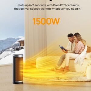 Dreo Space Heaters for Indoor Use, Electric Heater with Remote for Bedroom Large Room, 16 inch Upgraded 1500W Fast Heating with Thermostat, Overheating & Tip-Over Protection, 70°Oscillating, Portable