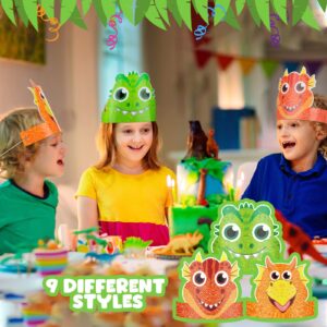 Gersoniel 24 Pcs Dinosaur Birthday Party Hats, Favors, Headbands, and Paper Crowns for Kids - Dinosaur Theme Decoration