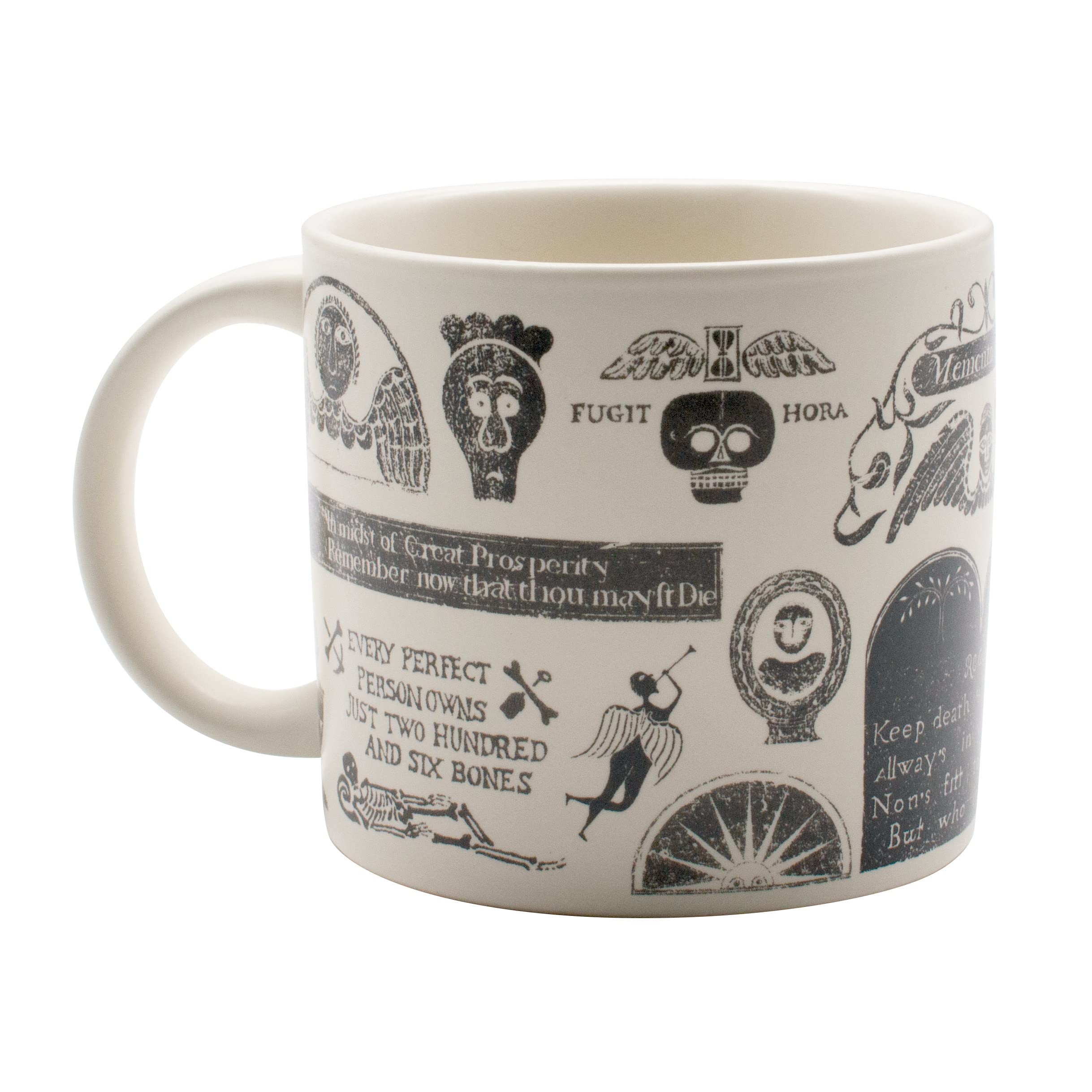 The Unemployed Philosophers Guild Memento Mori Coffee Mug - Features Classic Images Taken from Burial Monument Carvings, Comes in a Gift Box, 14 oz