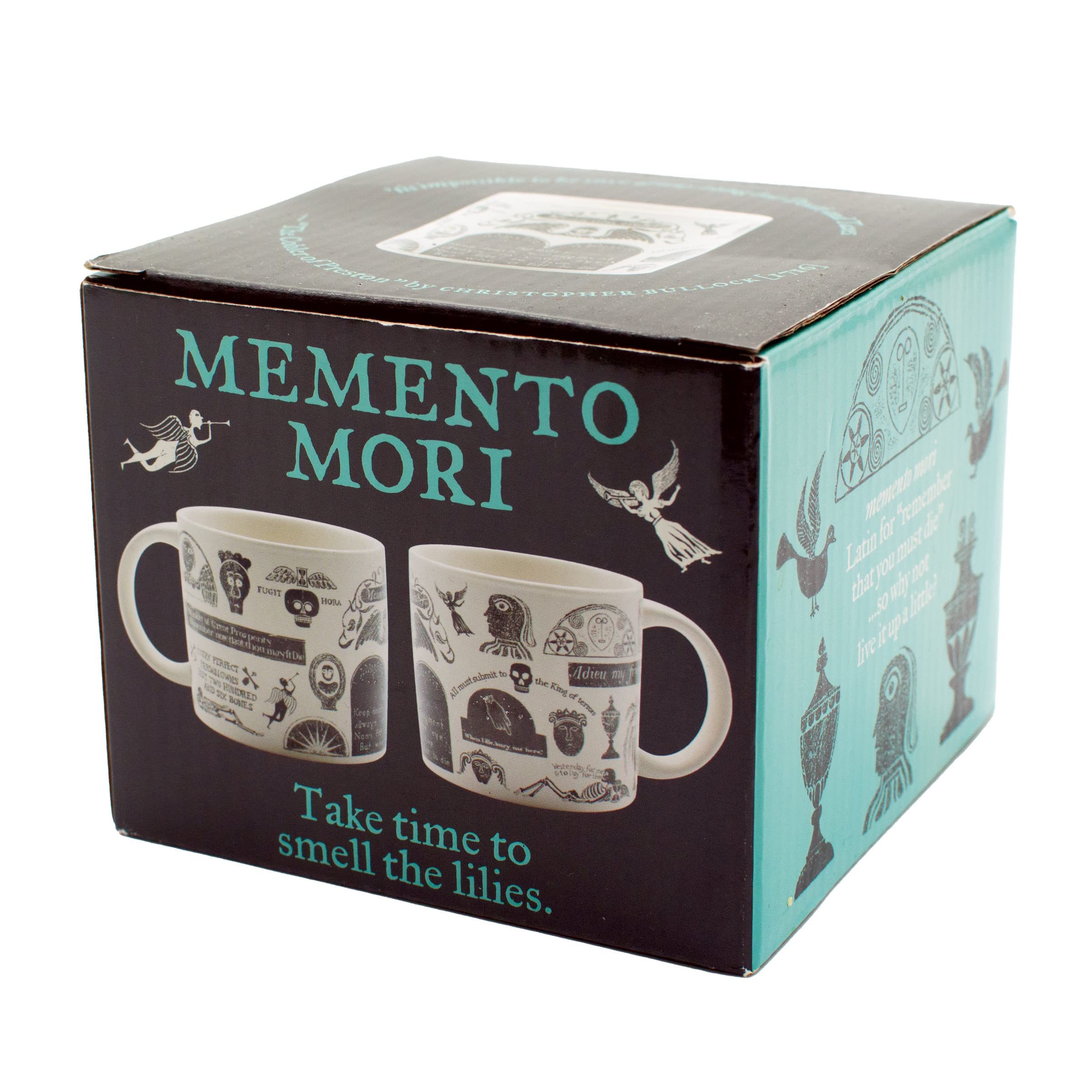 The Unemployed Philosophers Guild Memento Mori Coffee Mug - Features Classic Images Taken from Burial Monument Carvings, Comes in a Gift Box, 14 oz