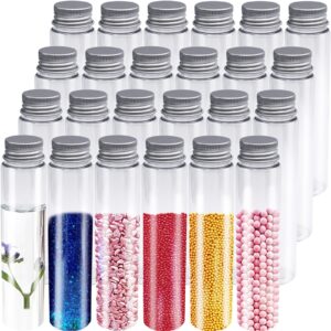 24 pcs 115ml test tubes,clear plastic test tubes with caps,flat-bottomed bath salt containers for candy,gumball candy,plant propagation,jewelry