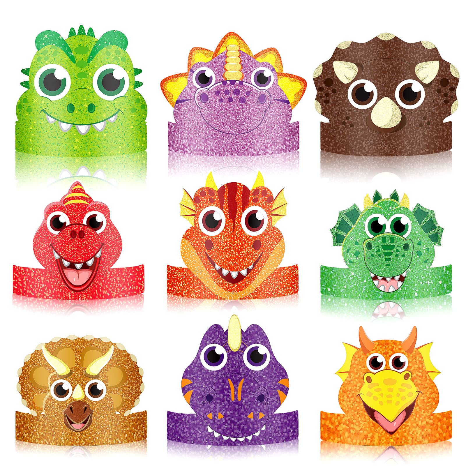 Gersoniel 24 Pcs Dinosaur Birthday Party Hats, Favors, Headbands, and Paper Crowns for Kids - Dinosaur Theme Decoration