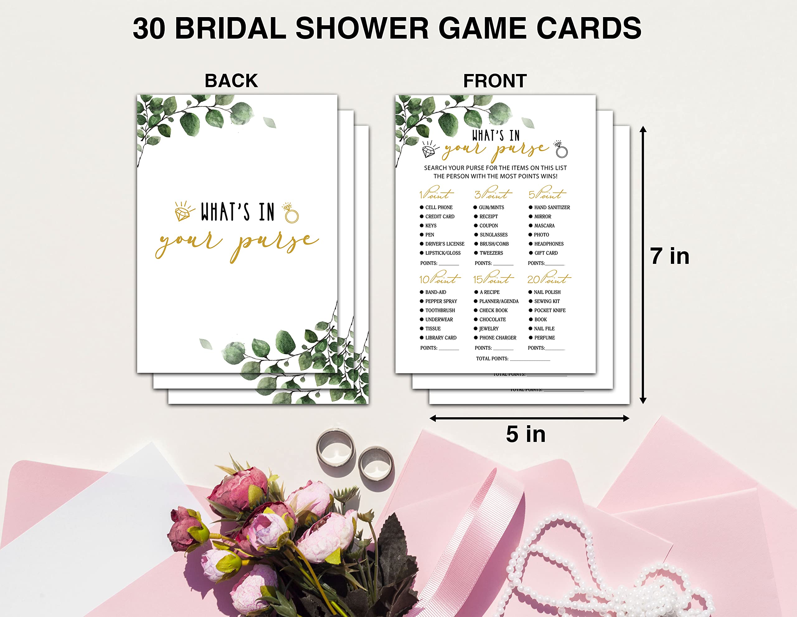 OZTEMETY Bridal Shower Games - Greenery Engagement Party Game Cards For Wedding, Bachelorette Party - Bridal Shower Decorations, 30 Cards(011)