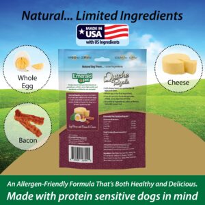 Emerald Pet Quiche Royale Premium Training Dog Treats — Healthy and Tasty Natural Dog Chews Made with Real Eggs — Limited Ingredient Dog Treats Made in The USA — Bacon & Cheese Treats, 6 oz