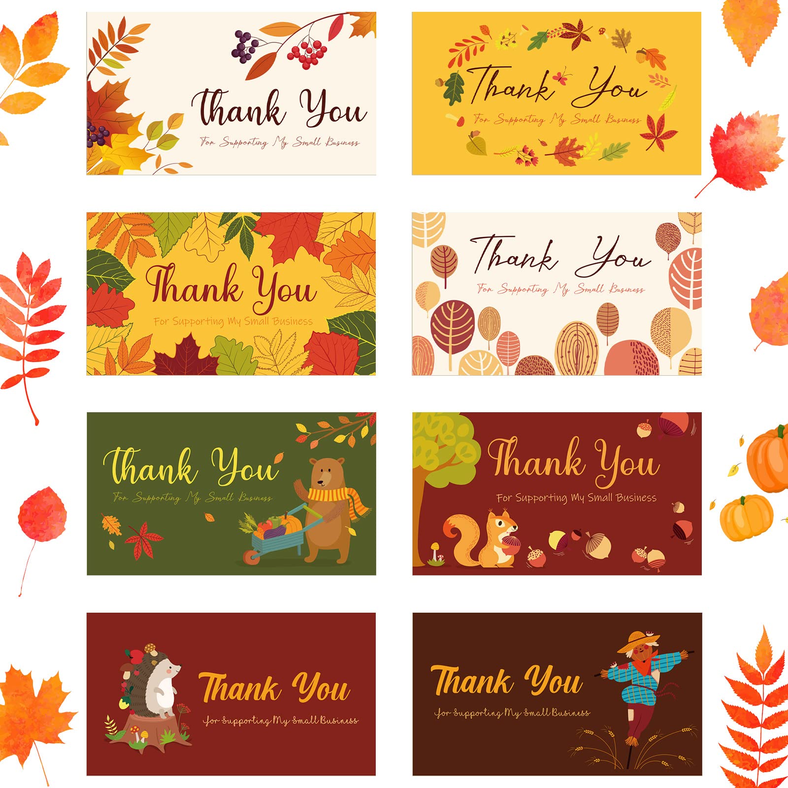 240 Pcs Thanksgiving Thank You for Supporting My Small Business Cards Grateful Fall Thank You Cards Thanksgiving Cards for Small Businesses Gift Autumn Holiday Parties Celebrations