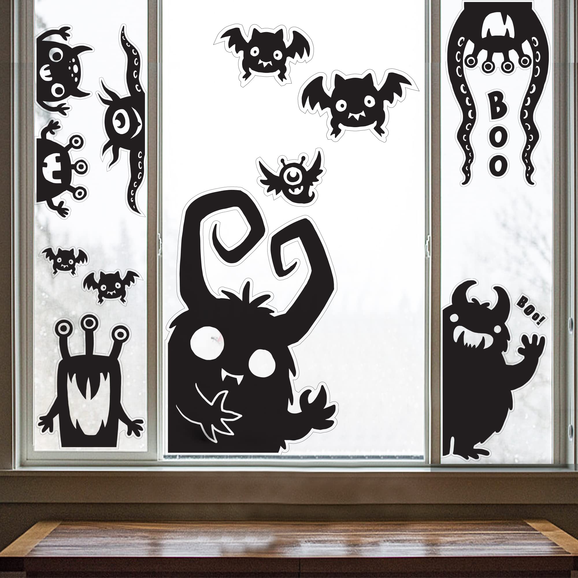 JOYIN Halloween Decorations Window Clings - Hallowmas Monster Window Covers Novelty Cute Wiggly Monster Window Decal Stickers for Halloween Party Decoration Party Supplies Decor Window Decoration