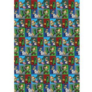 official minecraft gift wrap, 2 sheets 2 tags, gift wrap for presents, officially licensed gift wrap