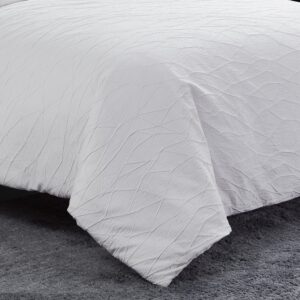 Vera Wang - Queen Duvet Cover Set, Luxury Bedding with Button Closure, Includes Matching Shams (Abstract Crinkle White, Queen)