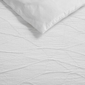 Vera Wang - Queen Duvet Cover Set, Luxury Bedding with Button Closure, Includes Matching Shams (Abstract Crinkle White, Queen)