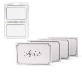 120 Pcs Double Sided Place Cards - White with a Sterling Silver Border Perfect for Seating Cards, Wedding Receptions, Birthday Parties, Baby Showers, Graduations - 3.75 x 2.6 inches