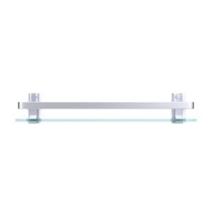 Melairy Bathroom Glass Shelf Tempered Glass Rectangular Extra Thick Aluminum Silver Sand Sprayed Wall Mounted 9.84 inches