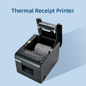 vretti Thermal Receipt Printer, 3'1/8 80mm Direct Thermal Printer with USB Serial LAN Port - Kitchen POS Printer ESC/POS Command Support Cash Drawer