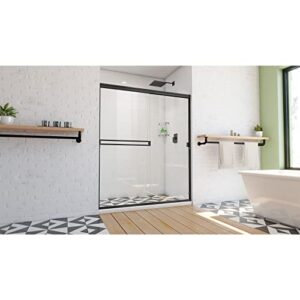 DreamLine Alliance Pro BG 56-60 in. W x 70 3/8 in. H Semi-Frameless Sliding Shower Door in Matte Black and Clear Glass