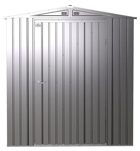 Arrow Shed Elite 6' x 6' Outdoor Lockable Gable Roof Steel Storage Shed Building, Silver