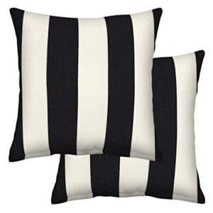 honeycomb outdoor square toss pillow set, 17" w x 17" l, cabana stripe black & ivory outdoor pillows