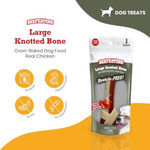 Beefeaters Dog Treats - Large Knotted Bone 7" Chicken Flavor 1ct, Case of 12 | Rawhide Free Dog Food | Real Chicken, No Artificial Flavors | Dental Cleaning Chew | Training Treats for All Dog Sizes