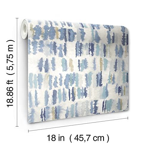 RoomMates RMK12533RL Watercolor Fountain Peel and Stick Wallpaper, 6" x 12", Blue, 28 Sq Ft