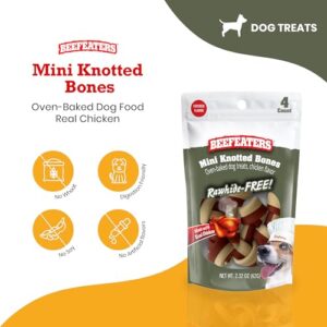 Beefeaters Dog Treats - Mini Knotted Bone 2.5" Chicken Flavor 4ct, Case of 12 | Rawhide Free Real Chicken | No Artificial Flavors Digestion-Friendly | Cleans Teeth | Training Treats