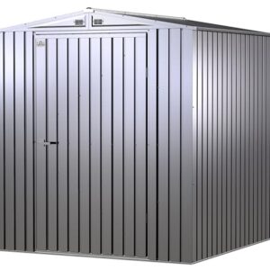 Arrow Shed Elite 6' x 6' Outdoor Lockable Gable Roof Steel Storage Shed Building, Silver