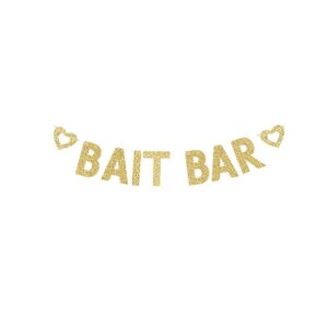 bait bar banner, fishing themed birthday party food table dessert table decorations gold gliter paper signs