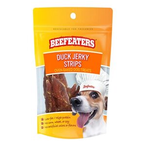 beefeaters duck jerky strips dog treat, 1.58oz, case of 12, brown