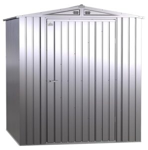 arrow shed elite 6' x 6' outdoor lockable gable roof steel storage shed building, silver