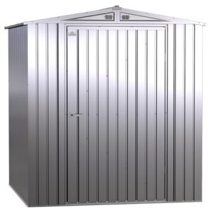 Arrow Shed Elite 6' x 6' Outdoor Lockable Gable Roof Steel Storage Shed Building, Silver