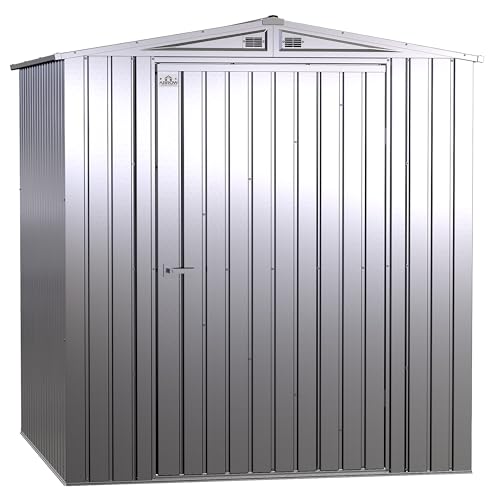 Arrow Shed Elite 6' x 6' Outdoor Lockable Gable Roof Steel Storage Shed Building, Silver