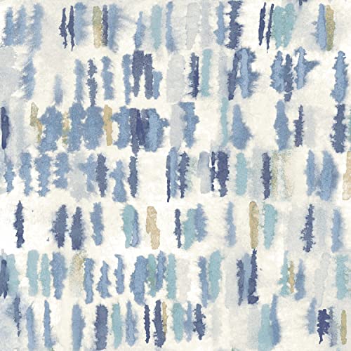 RoomMates RMK12533RL Watercolor Fountain Peel and Stick Wallpaper, 6" x 12", Blue, 28 Sq Ft