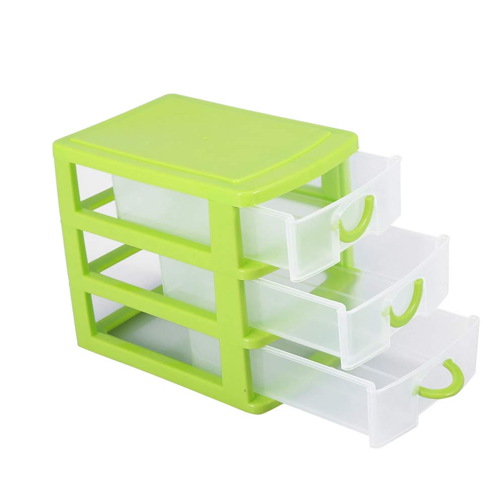 44595 Layer Drawer Organizer, Plastic Storage Box Plastic Storage Container Plastic Pill, Jewelry[3 Layers Green]