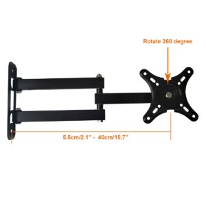 Henxlco TV Wall Mount Articulating LCD Monitor Bracket Full Motion 15 inch Extension Arm Rotation Tilt Swivel for Most 13 to 27 inch LED TV Flat Panel Screen with VESA 100x100, 75x75mm