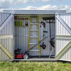 Arrow Shed Elite 6' x 6' Outdoor Lockable Gable Roof Steel Storage Shed Building, Silver