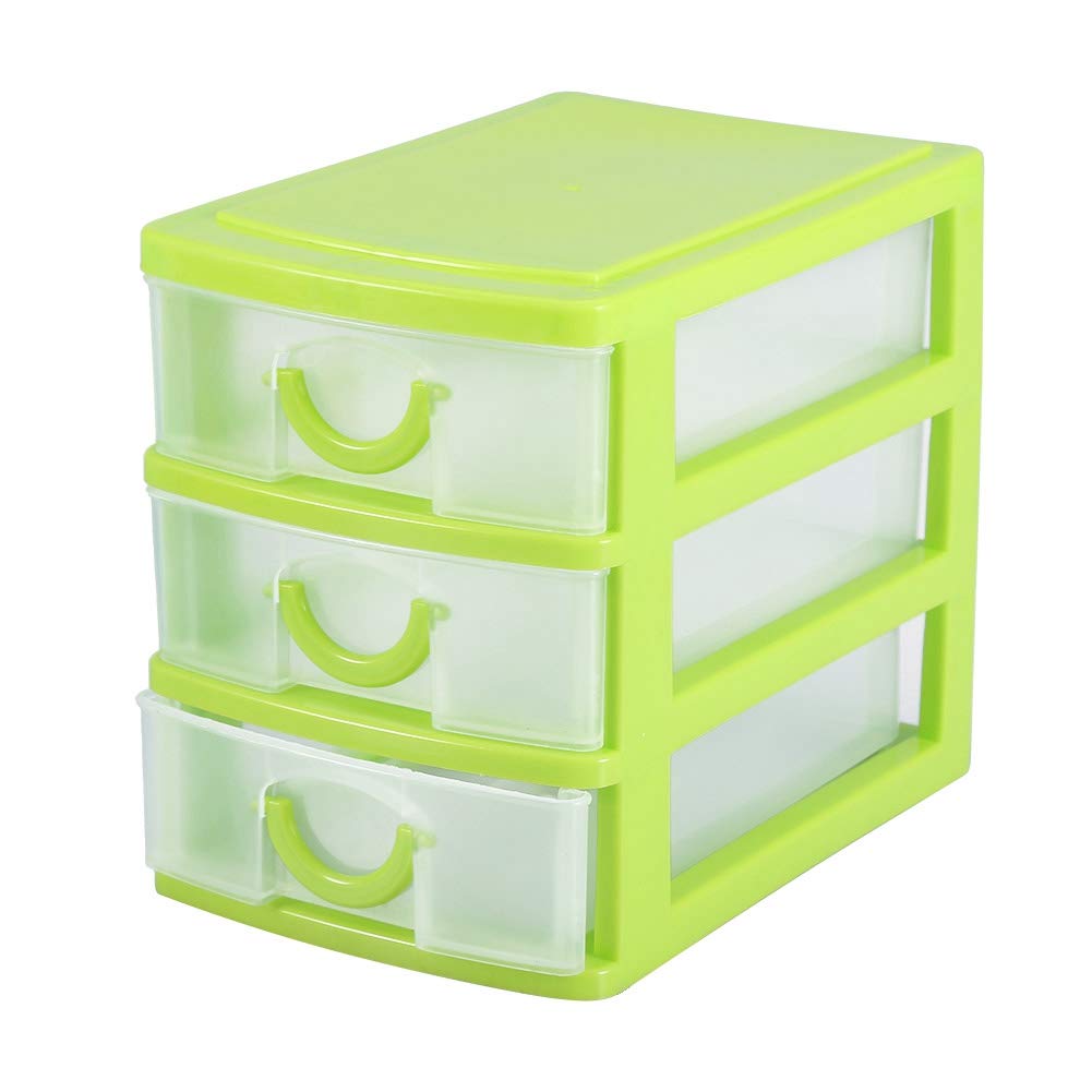 44595 Layer Drawer Organizer, Plastic Storage Box Plastic Storage Container Plastic Pill, Jewelry[3 Layers Green]