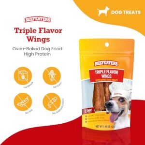 Beefeaters Dog Treats - Triple Flavor Wings 1.48oz Case of 12 | Rawhide Dog Treats Wrapped with Real Chicken | Promotes Dental Health | Dog Food Long-Lasting Chew | Training Treats for All Dog Sizes